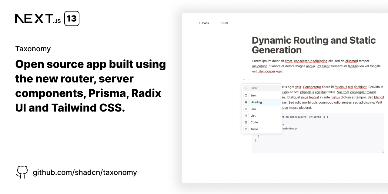 shadcn-ui/taxonomy